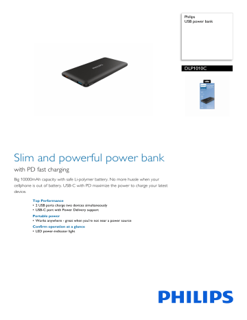Philips DLP1010C/00 USB power bank Kartę produktu | Manualzz