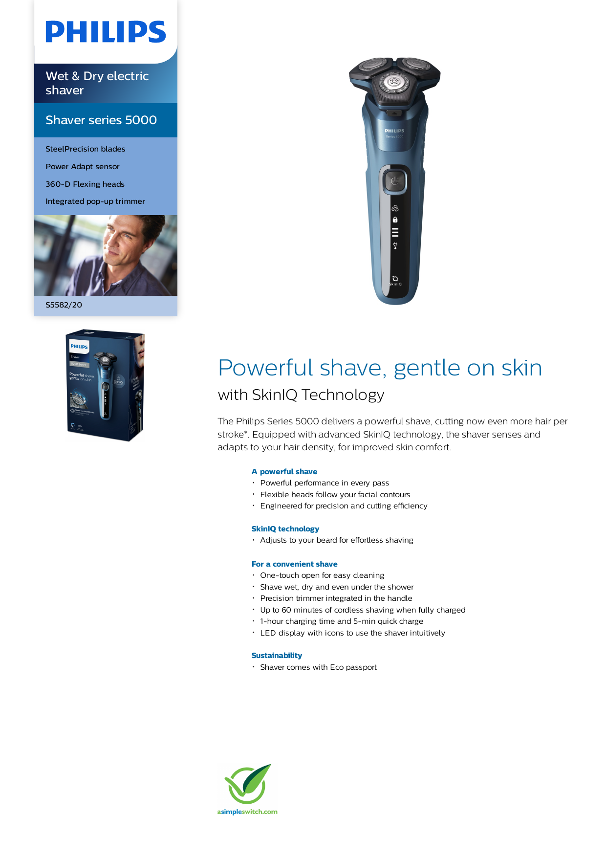 Shaver series 5000 Wet & Dry electric shaver S5582/20