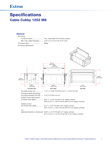 Extron Cable Cubby 1252 M Specification Manualzz