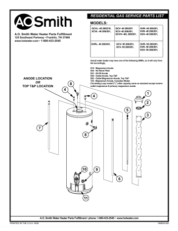 A.O. Smith GCV-50 200/201 Parts List | Manualzz