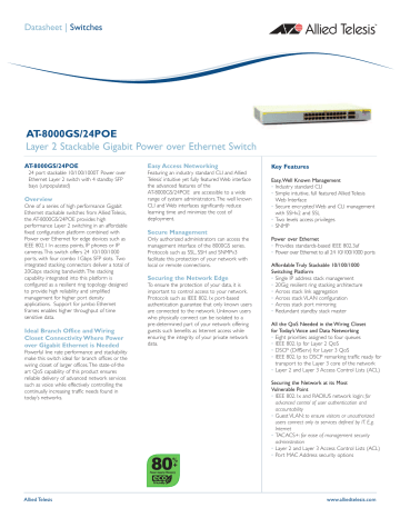 Allied Telesis ATI AT-8000GS/48 48-Port Gigabit Switch - 40