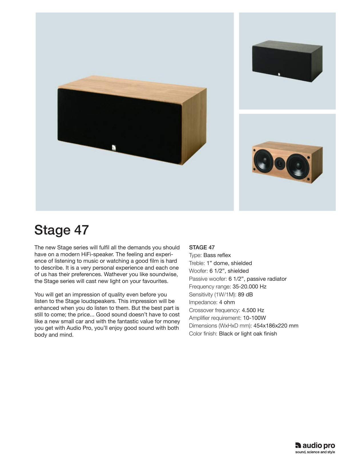 Audio Pro Stage 47 Audio Pro Stage 47 Specifications | Manualzz