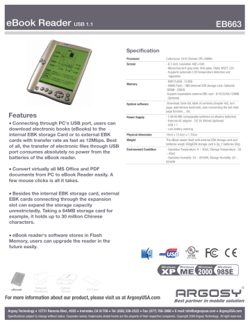 Argosy Eb663 Specifications Manualzz