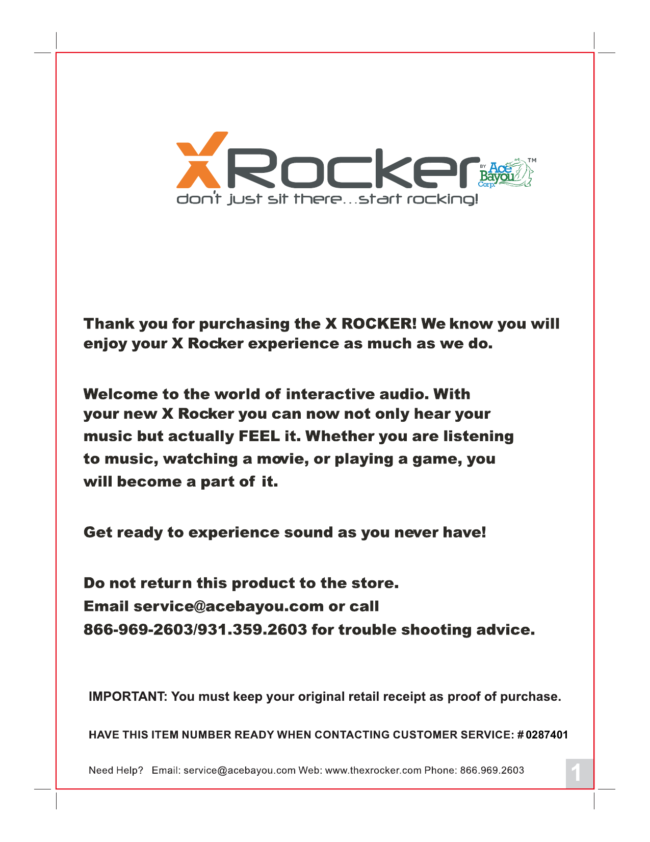 Ace Bayou X Rocker Manual Manualzz