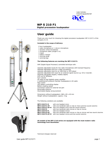 AVE WP S 210 F1 User manual | Manualzz