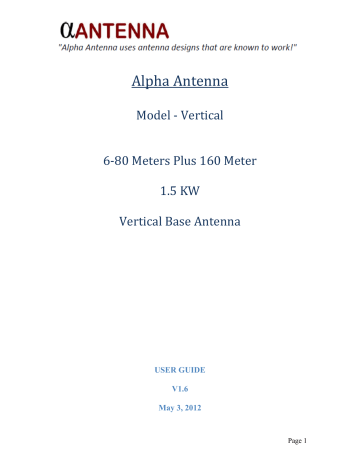 Alpha Antenna Vertical User manual | Manualzz