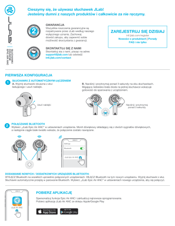 Jlab Audio Epic Air ANC Instrukcja obsługi | Manualzz