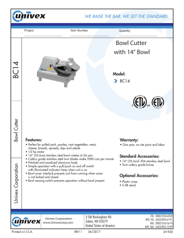 Talsa K50e Bowl Chopper Manual & Parts List - Davison's Butcher Supply