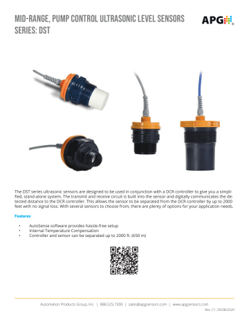 APG DST Ultrasonic Sensor Datasheet | Manualzz