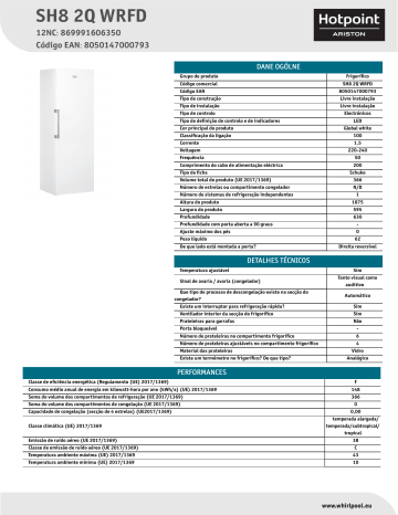 HOTPOINT/ARISTON SH8 2Q WRFD Refrigerator NEL Data Sheet | Manualzz