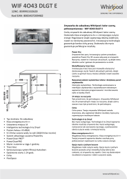 Whirlpool WIF 4O43 DLGT E - Product information, Safety guide, User guide,  User manual | manualzz.com