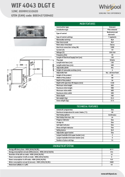 Whirlpool WIF 4O43 DLGT E - Product information, Safety guide, User guide,  User manual | manualzz.com