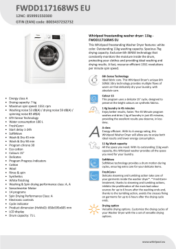Whirlpool FWDD117168WS EU Washer dryer Product Data Sheet