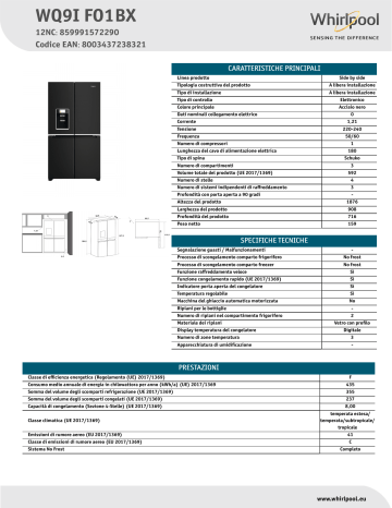 Whirlpool WQ9I FO1BX Side-by-Side NEL Data Sheet | Manualzz