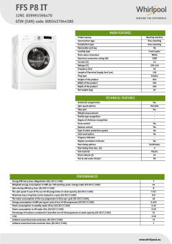 Whirlpool FFS P8 IT - Product information, User manual | manualzz.com