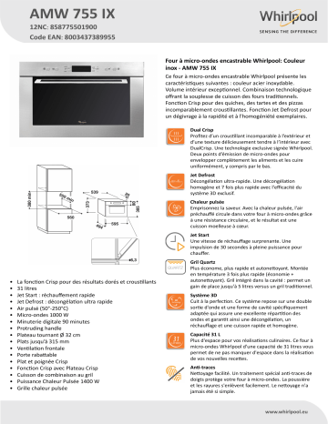 Micro-onde combiné Whirlpool AMW 9605/IX