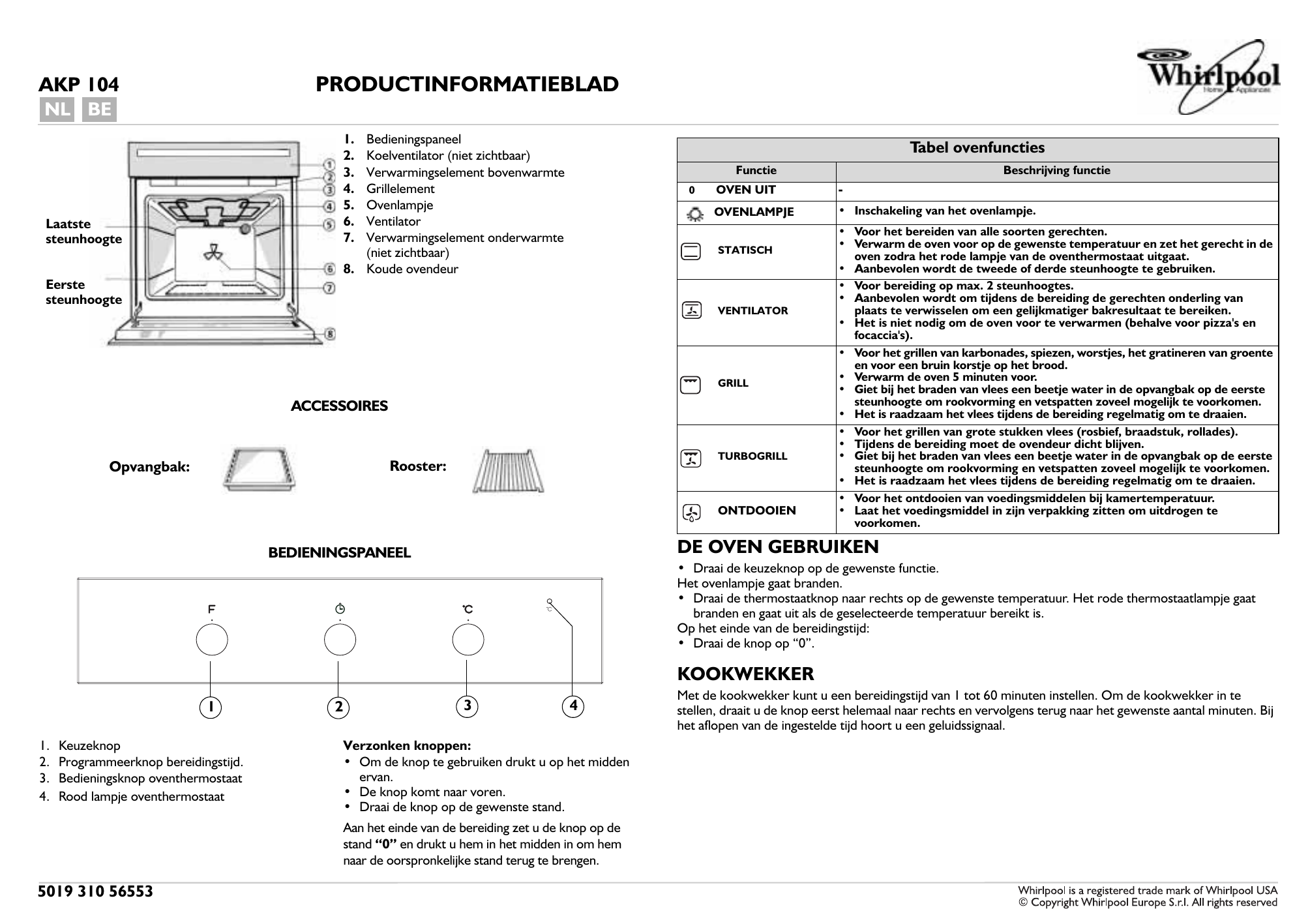 Whirlpool AKP 104/IX Oven Handleiding | Manualzz