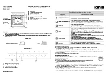 Ignis AKS 201/WH/01 Oven Programmdiagramm | Manualzz