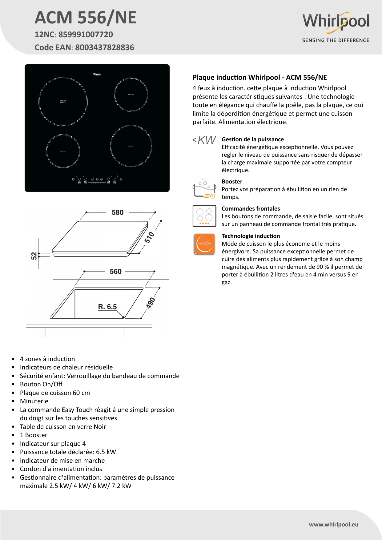 Plaque induction Whirlpool ACM712IXEM