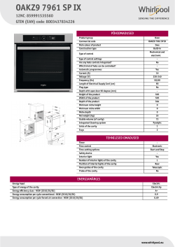 Whirlpool OAKZ9 7961 SP IX - Important information, Owner's manual, Product  information, Safety guide, User guide, User manual | manualzz.com