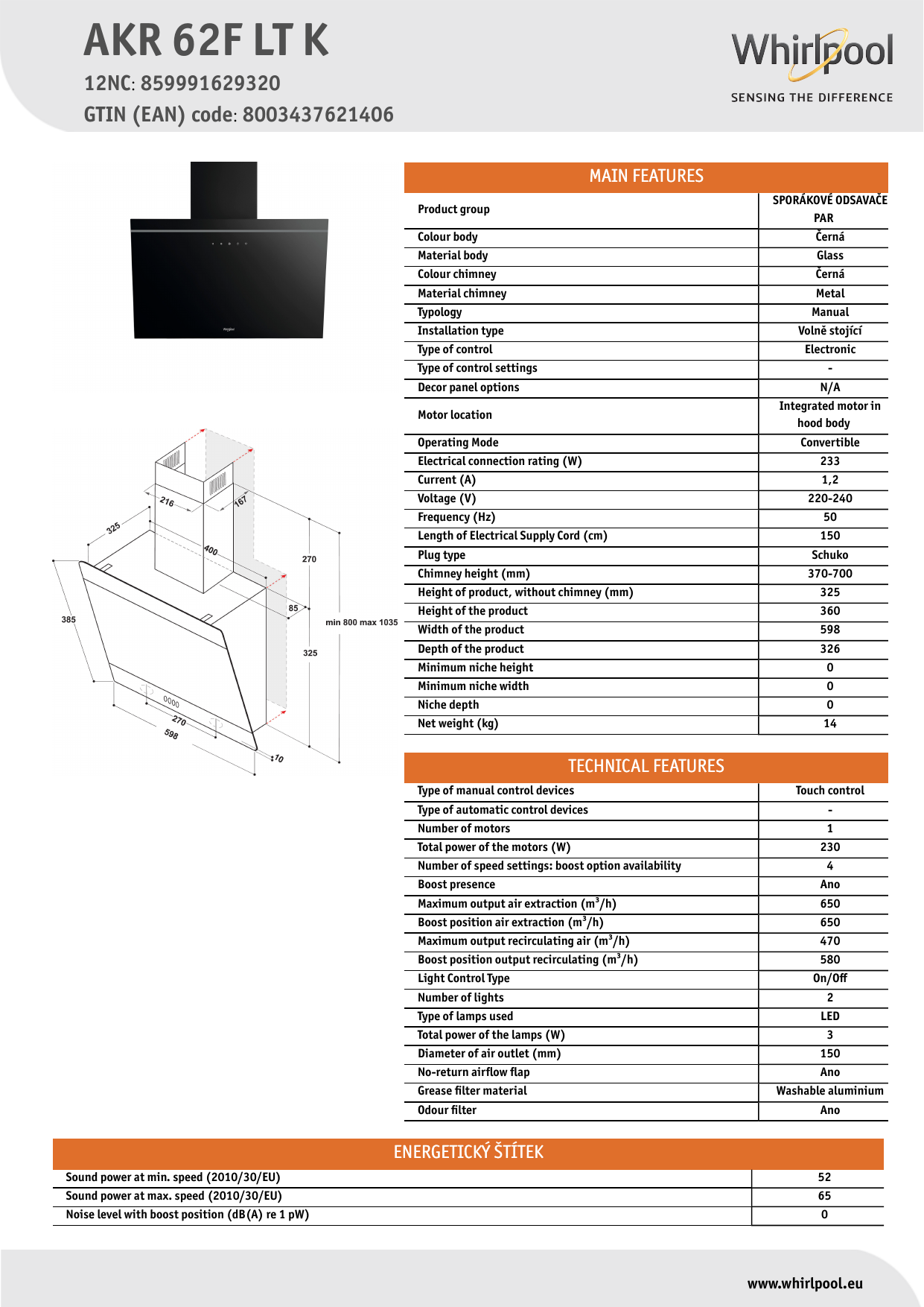 whirlpool akr 62f lt k