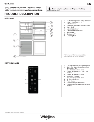 Whirlpool Wb70e 973 X Fridge Freezer Combination Manuel Utilisateur Manualzz