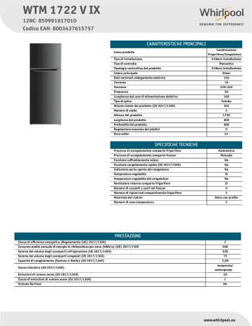 Whirlpool WTM 1722 V IX Fridge/freezer combination NEL Data Sheet | Manualzz