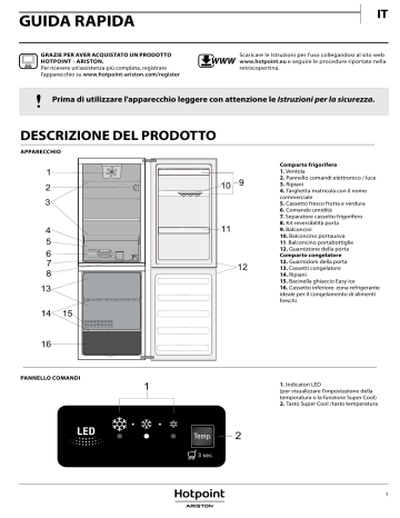 HOTPOINT/ARISTON H8 A1E X Fridge/freezer combination Manuale utente |  Manualzz
