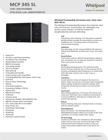 Whirlpool - Microonde MCP 345 SL