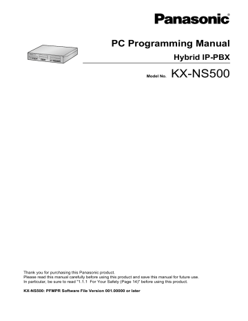 Panasonic KX-NS500 Pc Programming Manual | Manualzz