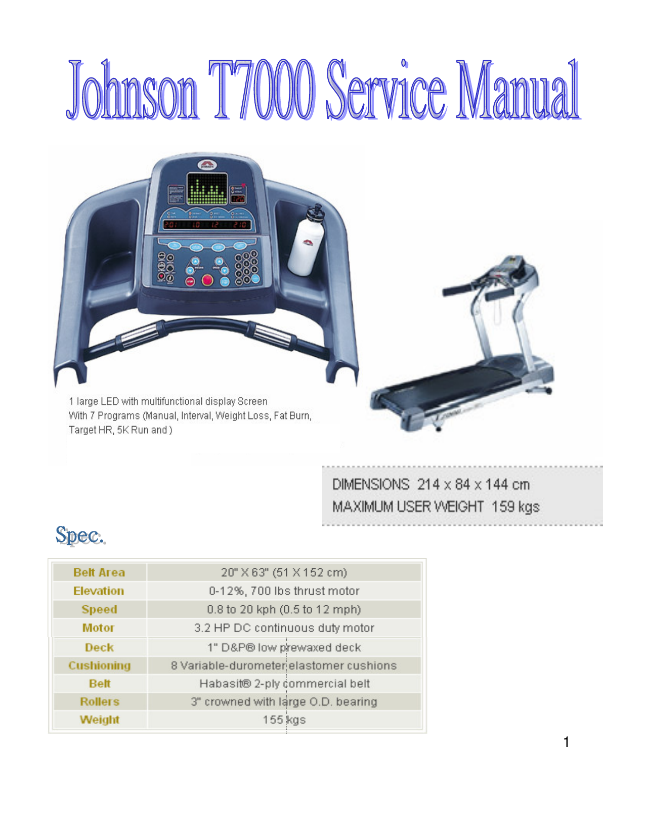 Johnson best sale t7000 treadmill