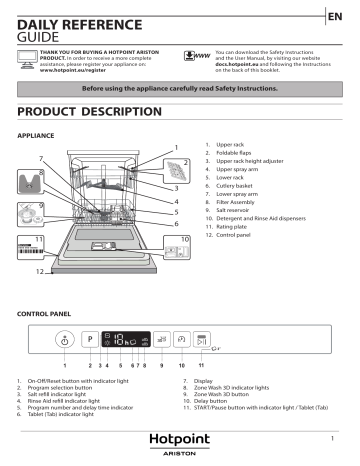 HOTPOINT/ARISTON HIC 3C33 CW Dishwasher Daily Reference Guide | Manualzz