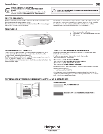 HOTPOINT/ARISTON BTS 1622/HA 1 Refrigerator Benutzerhandbuch | Manualzz