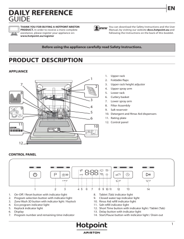 HOTPOINT/ARISTON HBC 3C41 W Dishwasher Daily Reference Guide | Manualzz