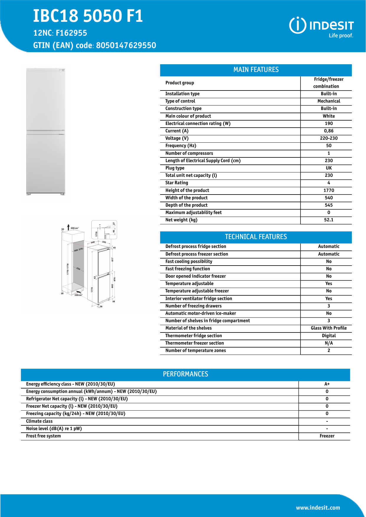 indesit ibc18 5050 f1