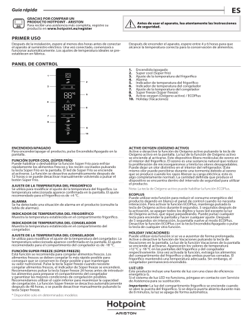 HOTPOINT/ARISTON HAFC8 TT33SK O3 Fridge/freezer combination Manual de usuario | Manualzz
