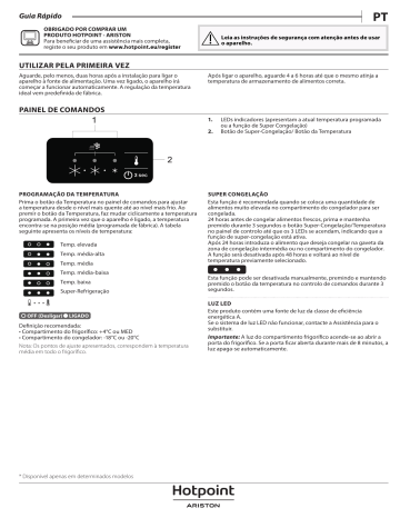 HOTPOINT/ARISTON HA8 SN1E W Fridge/freezer combination Manual do usuário | Manualzz