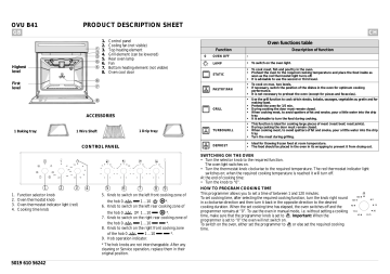 IKEA 101 506 21 Oven Program Chart | Manualzz
