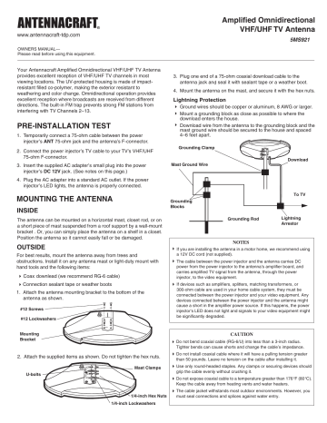 AntennaCraft 5MS921 Owner's Manual | Manualzz