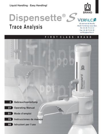 BRANDTECH SCIENTIFIC 6732 Discharge Valve for Dispensette S Trace Analysis Bottletop Dispenser PT-IR 