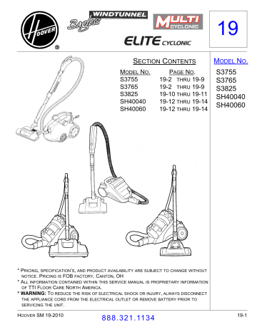 Hoover S3765, SH40040, SH40060 Assembly & Parts List | Manualzz