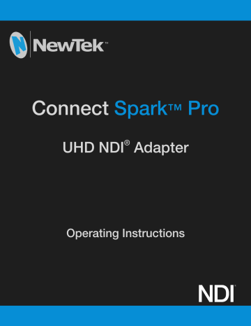 NewTek Connect Spark Pro Operating Instructions Manual | Manualzz