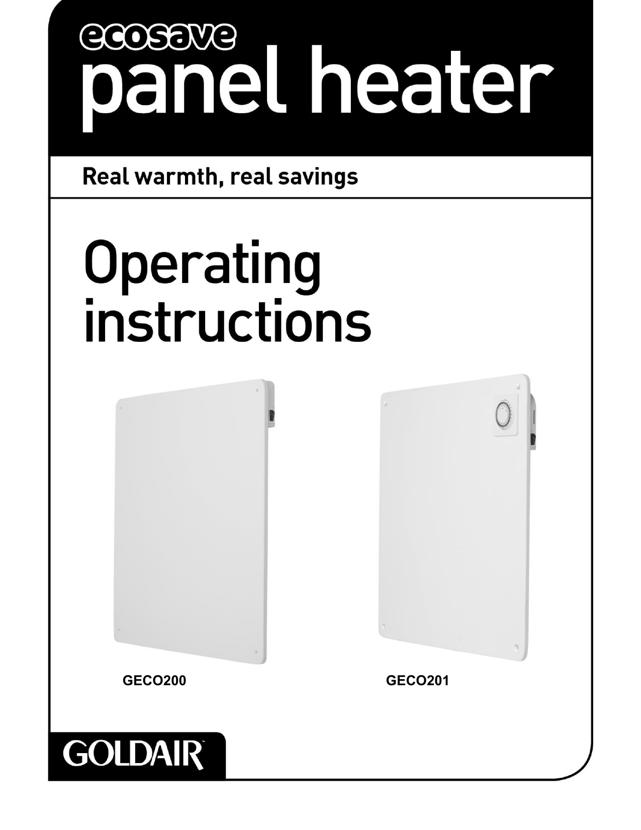 Goldair GECO200 Ecosave Operating Instructions Manual | Manualzz