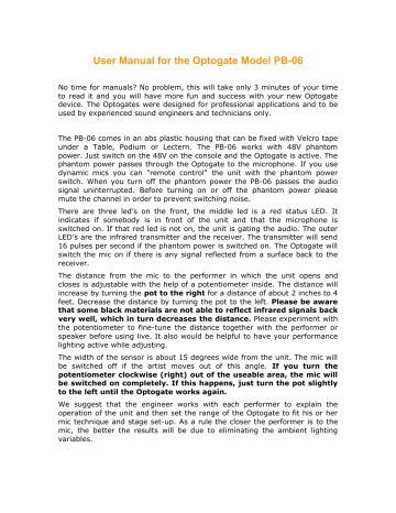 OPTOGATE PB-06 User manual | Manualzz