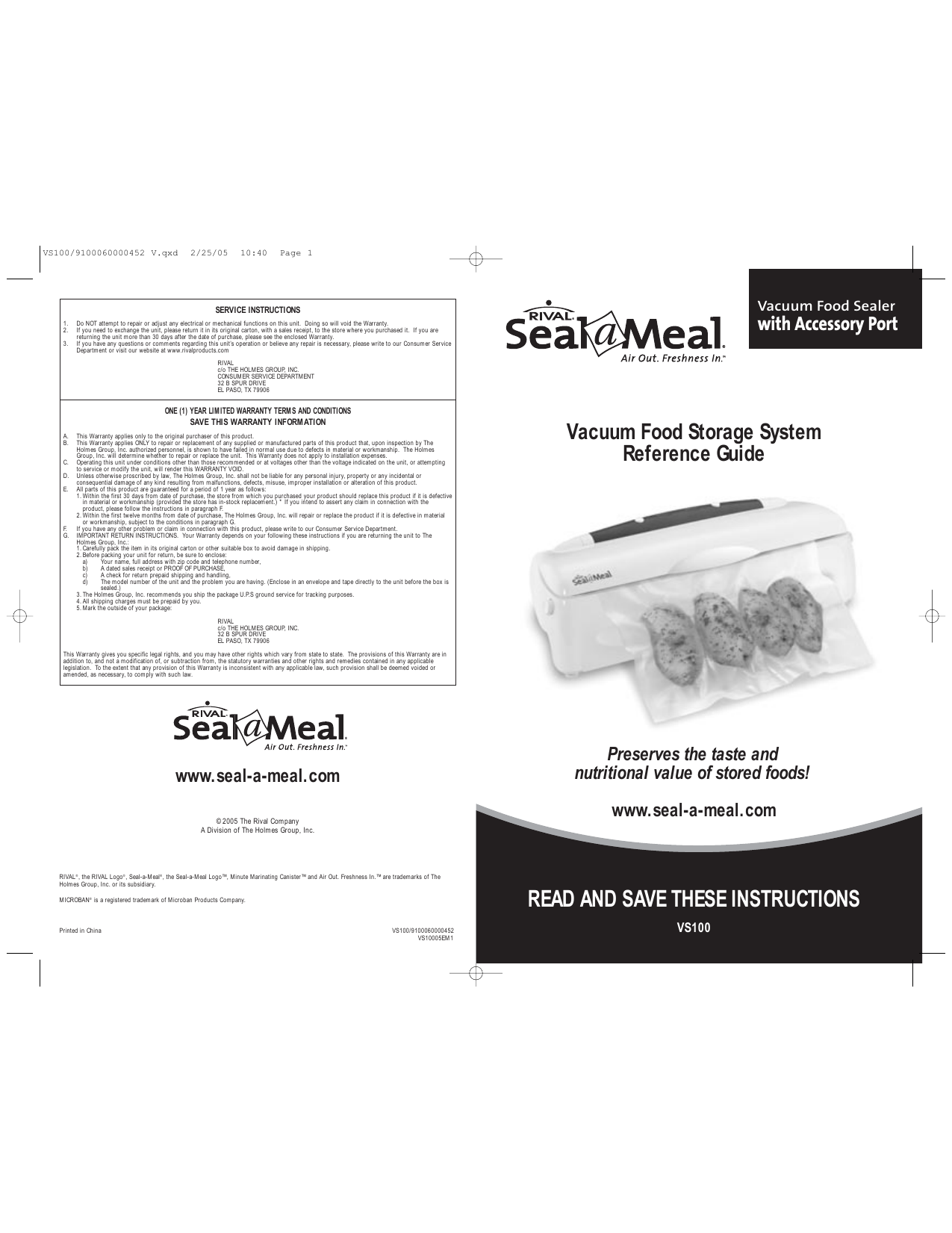 Best Buy: Seal-a-Meal Vacuum Food Sealer White VS230