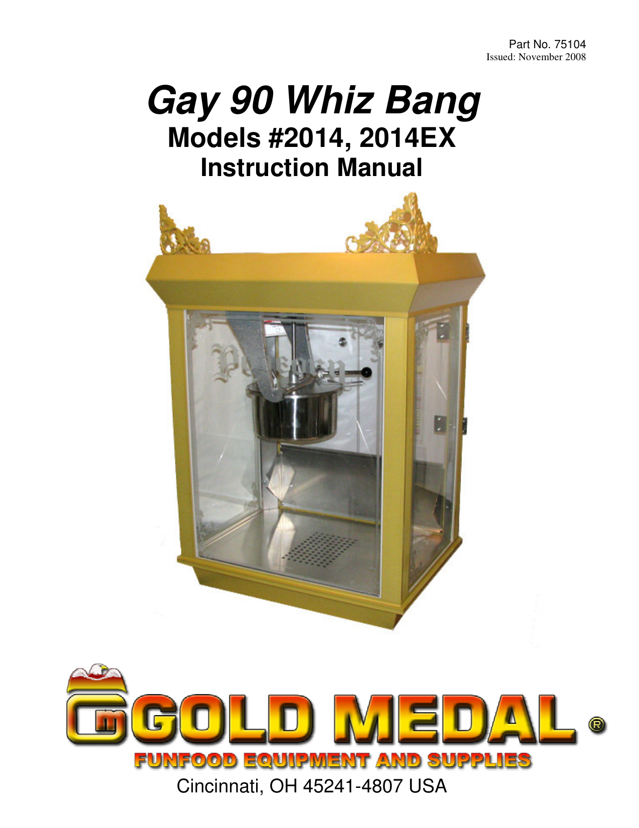 gold medal popcorn machine parts list
