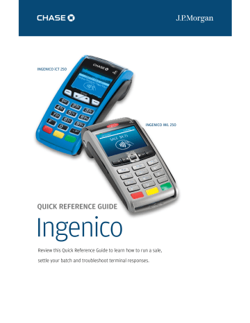 Chase Ingenico ICT250, Ingenico IWL250 Quick Reference Manual | Manualzz