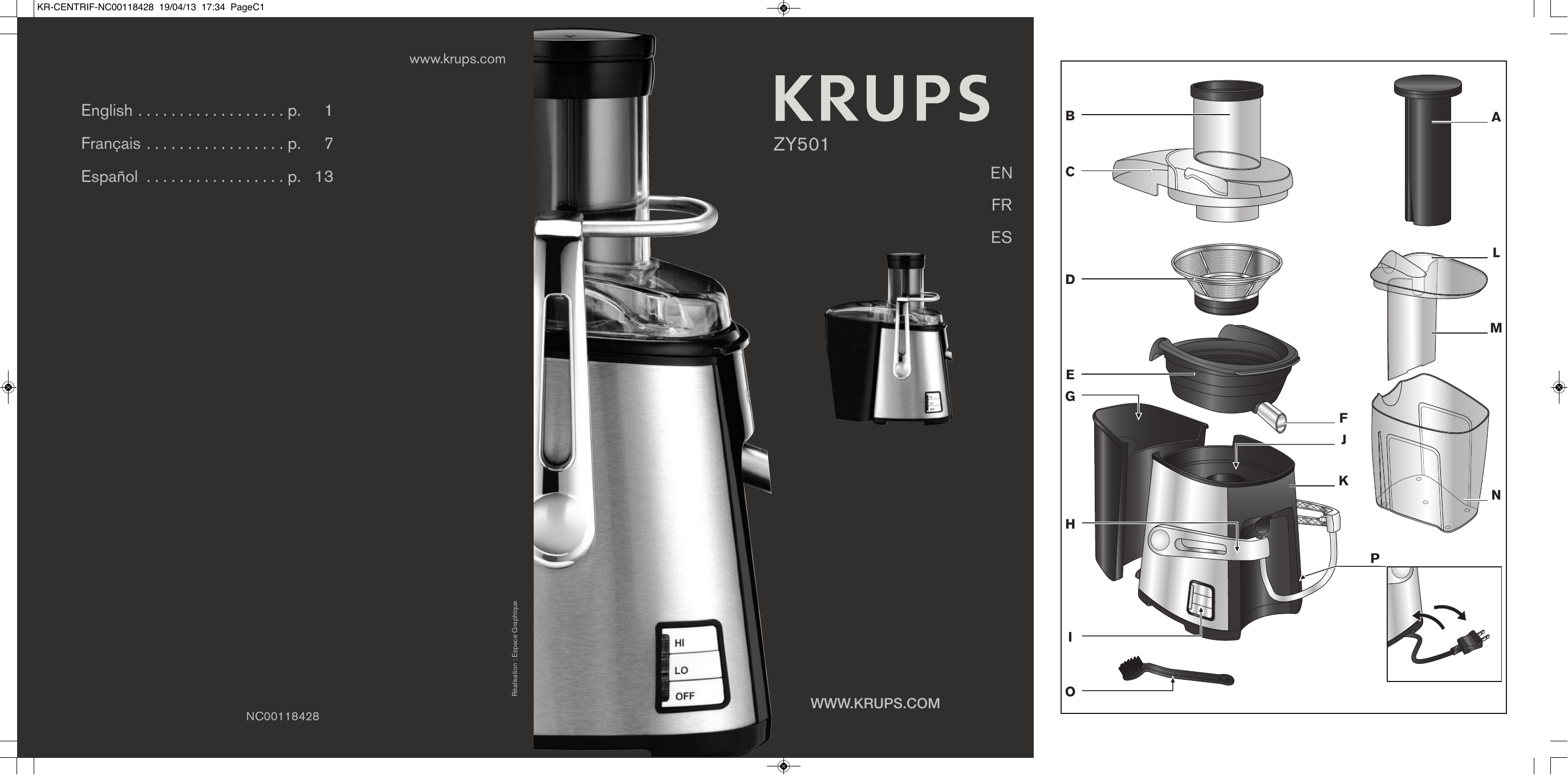 Accessories and spare parts JUICE EXTRACTOR ZY501D50 Krups