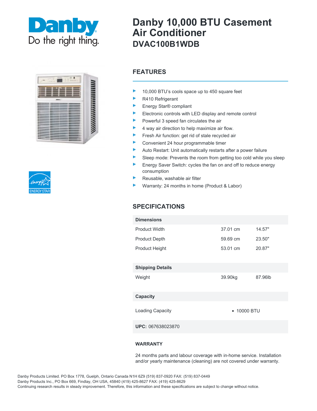 danby dvac100b1wdb