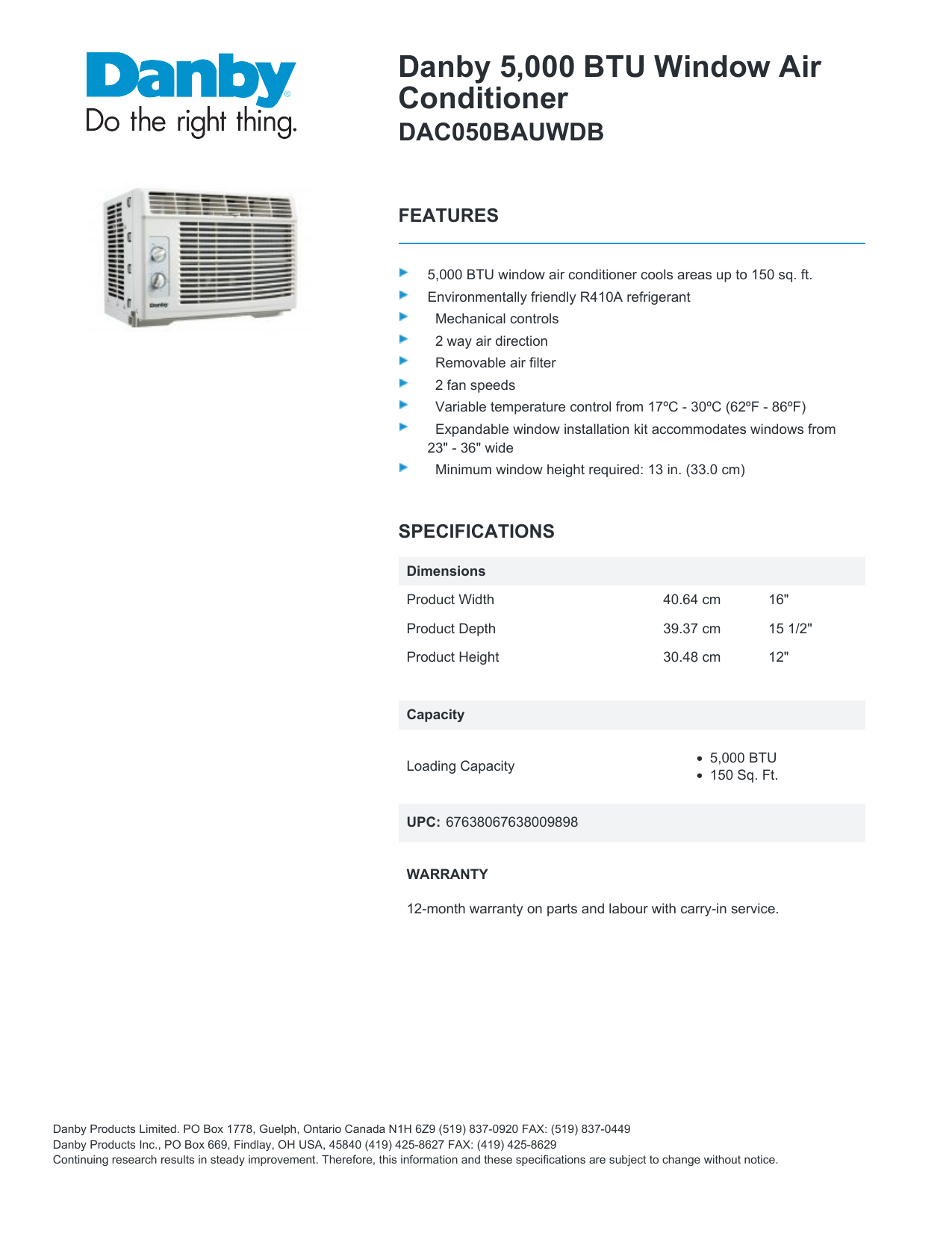 danby dac050bauwdb